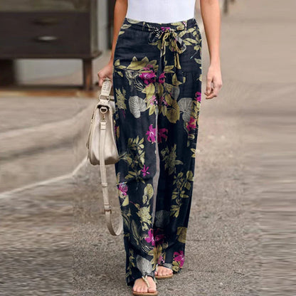 Floral wide-leg trousers