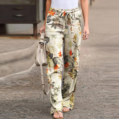 Floral wide-leg trousers