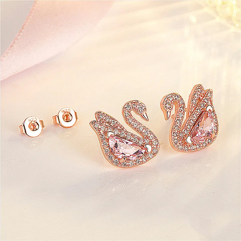 Swan Pink Crystal Earrings
