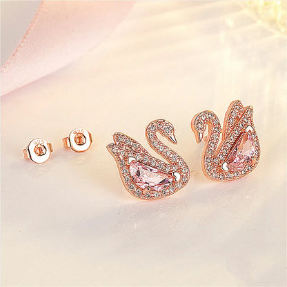Swan Pink Crystal Earrings