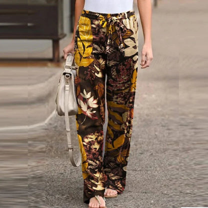 Floral wide-leg trousers