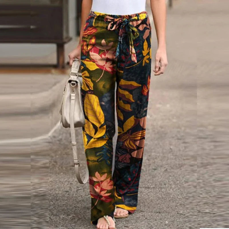 Floral wide-leg trousers