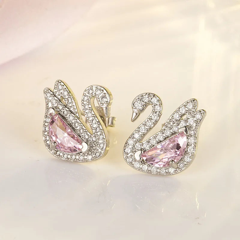 Swan Pink Crystal Earrings