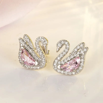 Swan Pink Crystal Earrings