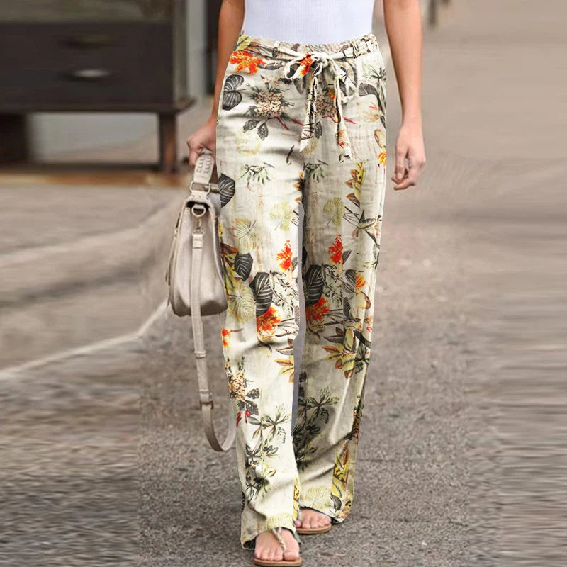 Floral wide-leg trousers