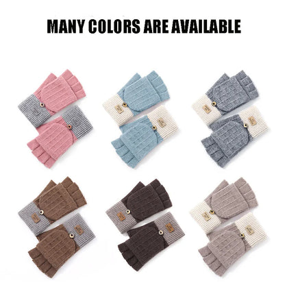 Women Half Finger Warm Gloves