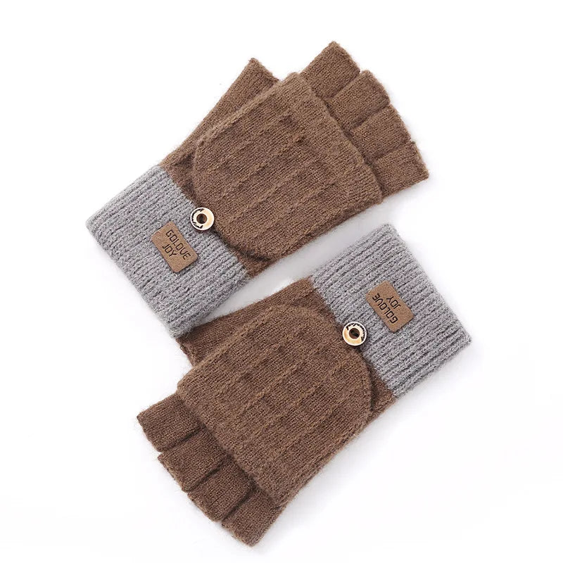 Women Half Finger Warm Gloves