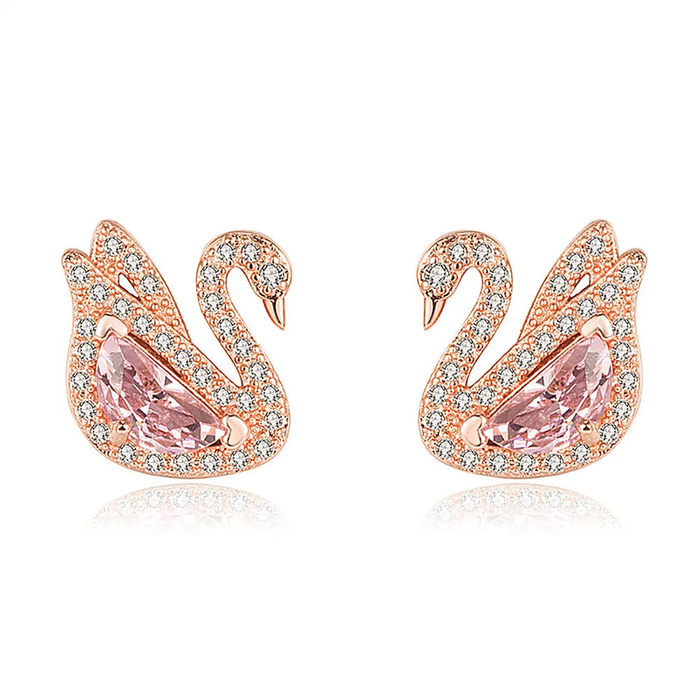 Swan Pink Crystal Earrings
