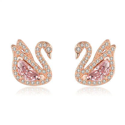 Swan Pink Crystal Earrings