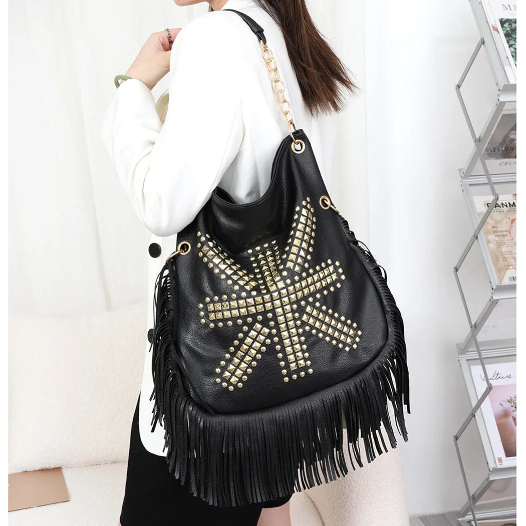Women Rivet Crossbody Shoulder Bag