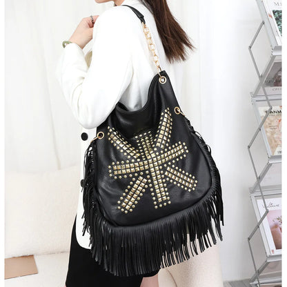 Women Rivet Crossbody Shoulder Bag