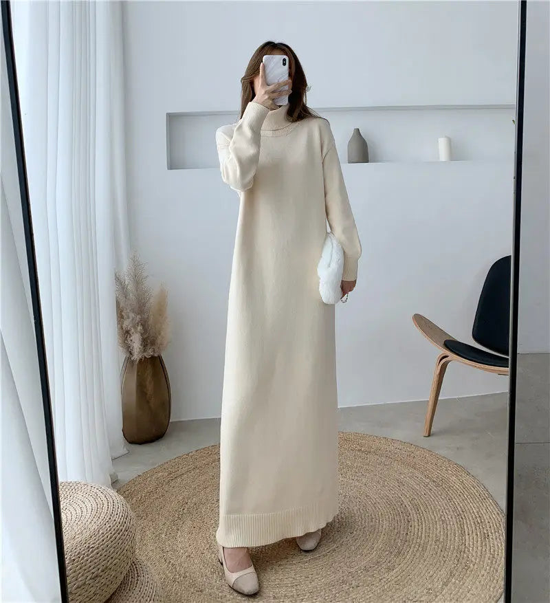 Extra Long Knit Sweater Dress