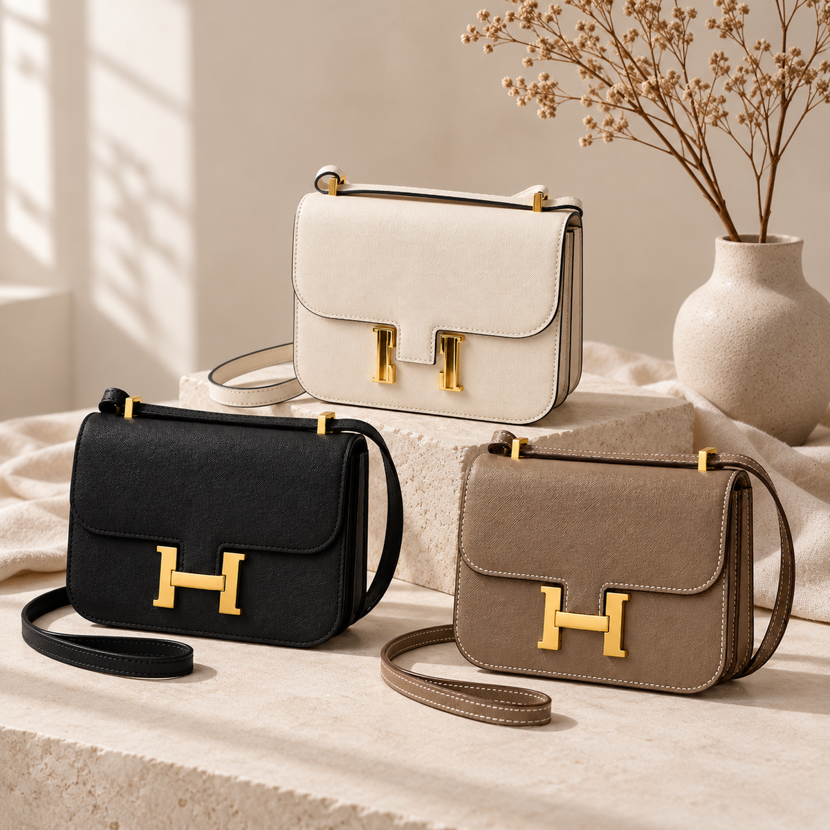 👑 Structured H-Clasp Crossbody Bag – Fashion Collection