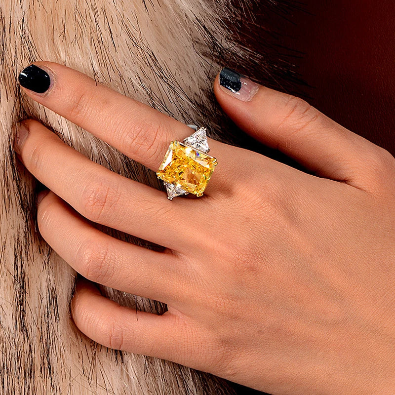 Sterling Silver Rectangle Zircon Ring