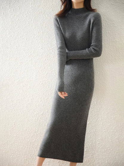 Merino Wool Knitted Sweater Dress