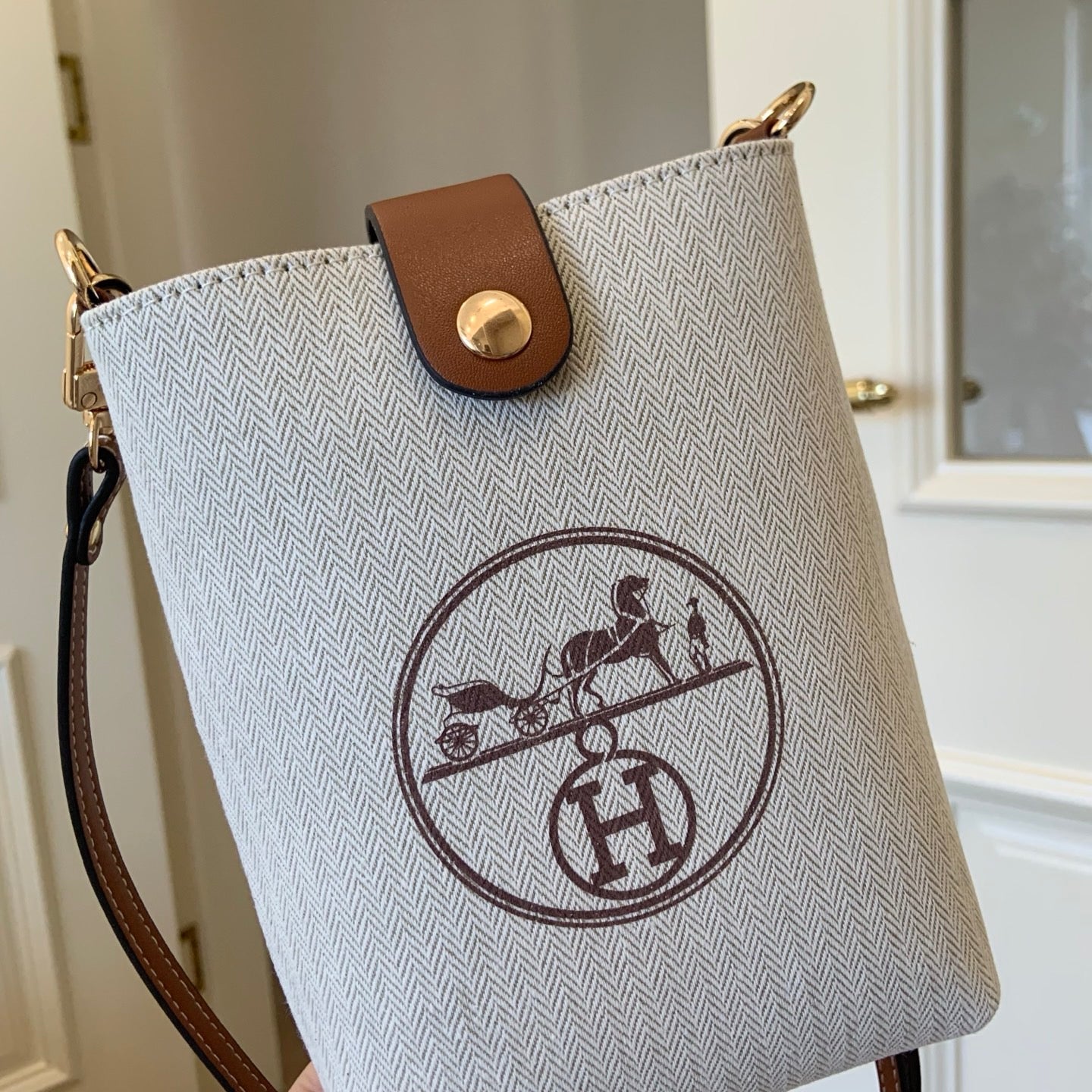 Hermès Style GWP Phone Holder Crossbody Bag – Canvas Mini Essentials Bag