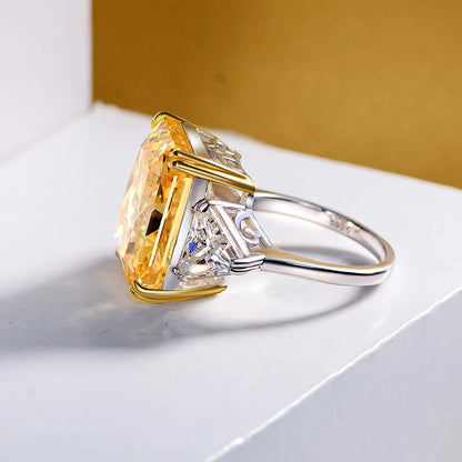 Sterling Silver Rectangle Zircon Ring