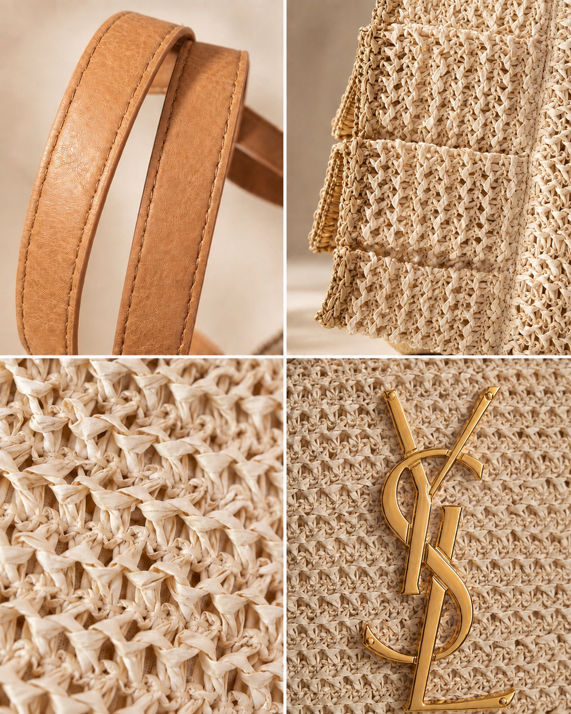 Lotus Edging Ruffled Raffia Tote Bag – Natural & Tan
