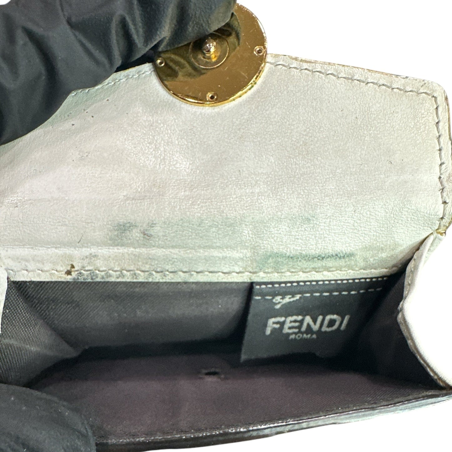 Fendi Vitello Liberty F zucca Compact Trifold Wallet - Clairely Amazing