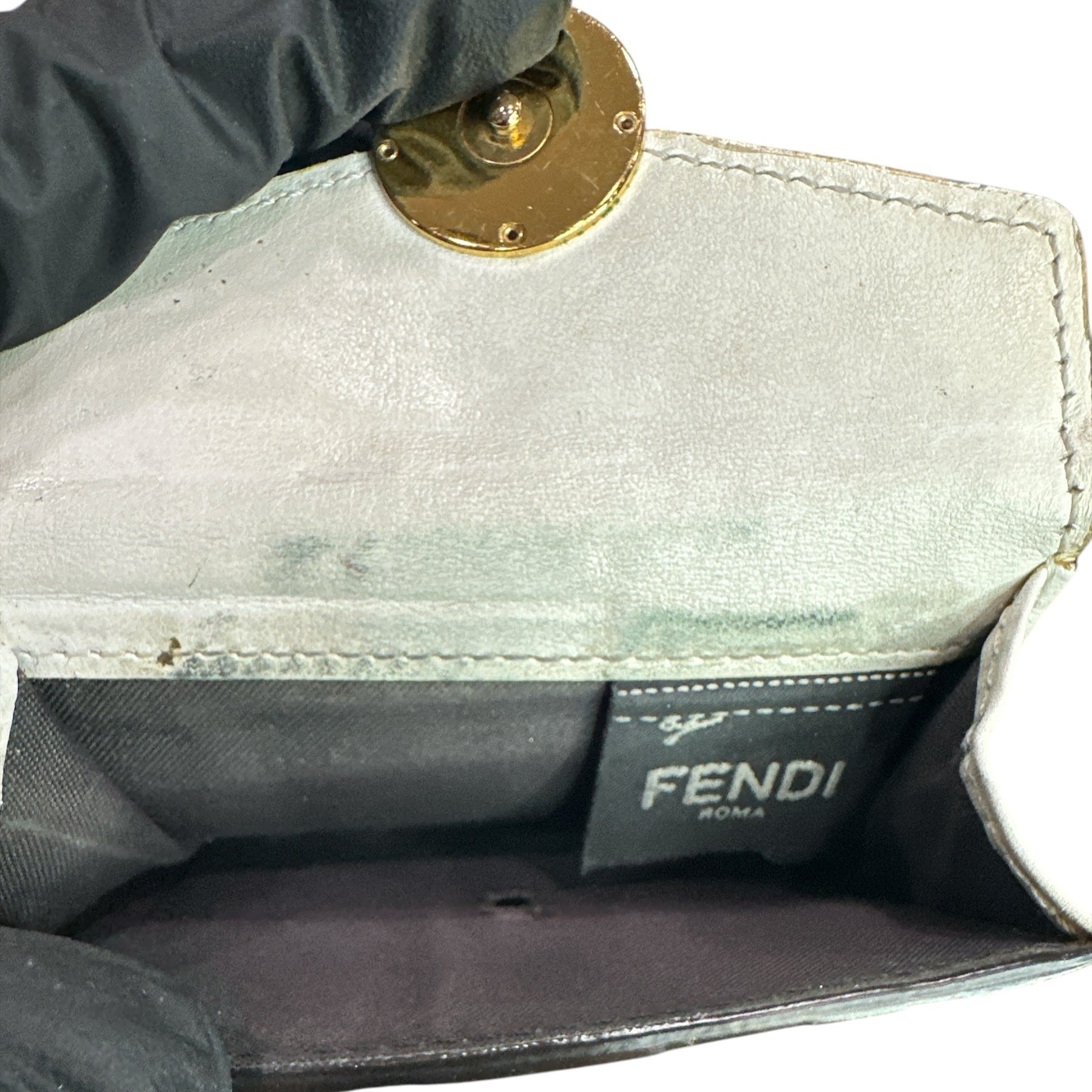 Fendi Vitello Liberty F zucca Compact Trifold Wallet - Clairely Amazing