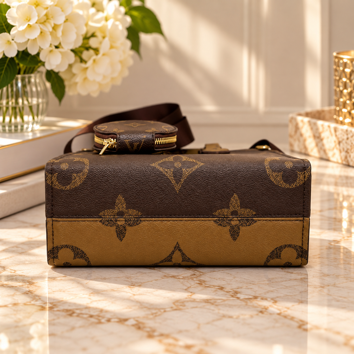 ✨Brown Two-Tone Structured Fashion Small Tote