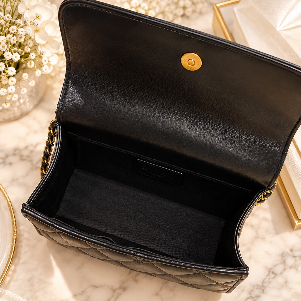 CHANEL Beauty GWP Pearl Handle Quilted Mini Bag – Black or Off White