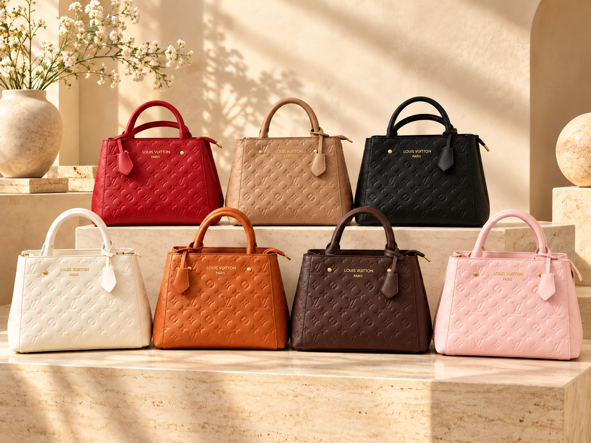 ✨ Structured Embossed Top Handle Tote – Multiple Colors