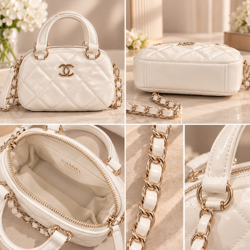 Glossy Quilted Mini Top Handle Bag - GWP
