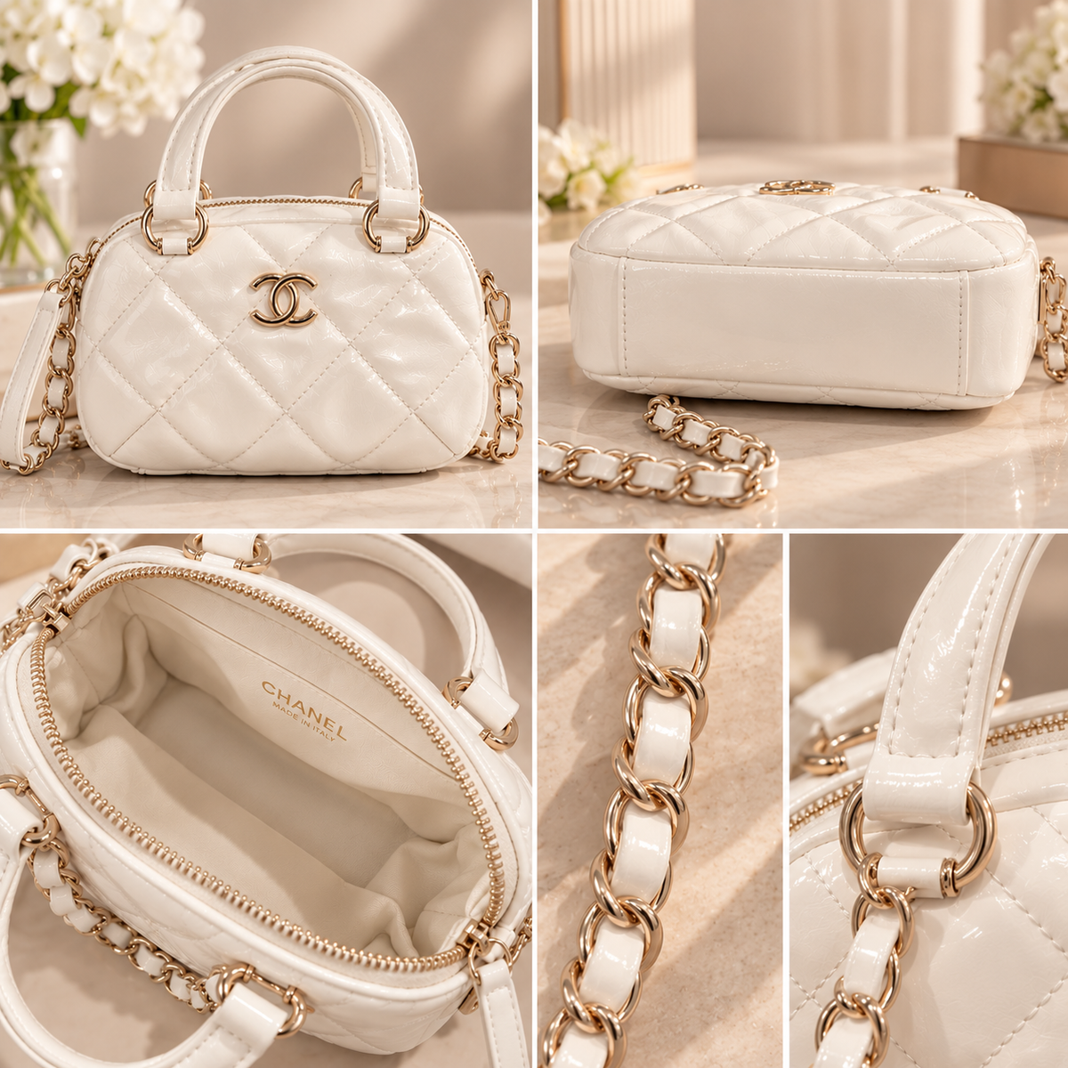 Glossy Quilted Mini Top Handle Bag - GWP