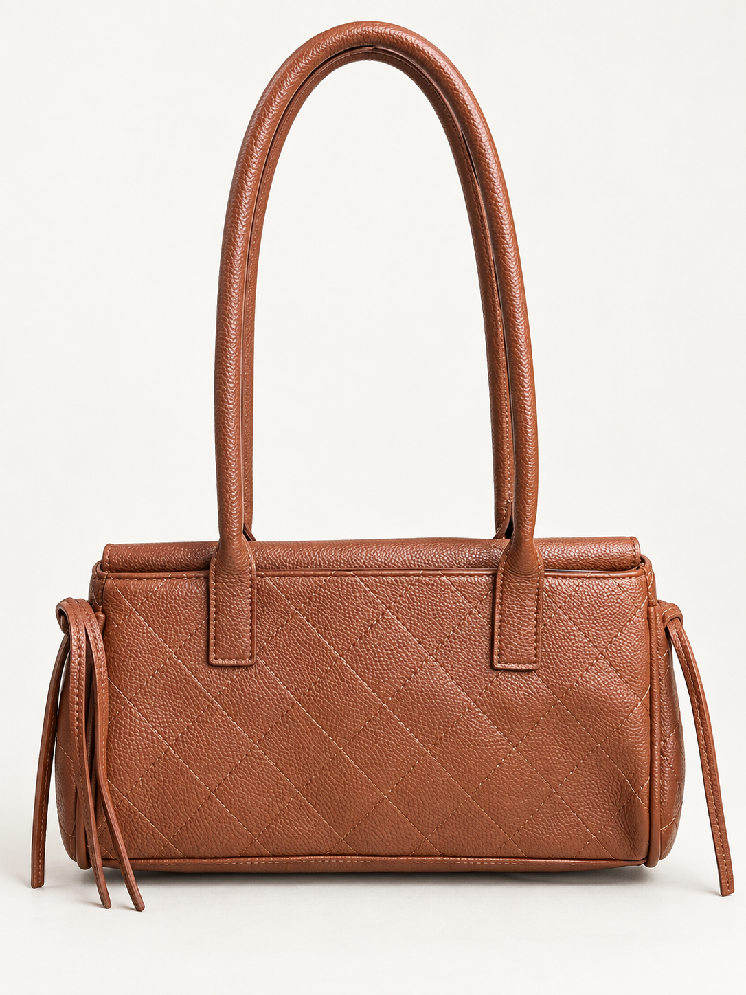 👑Brown Quilted East-West Fashion Handbag with Top Handles