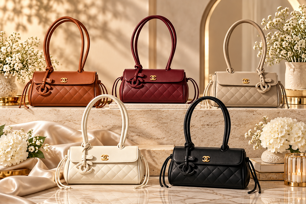 👑Brown Quilted East-West Fashion Handbag with Top Handles