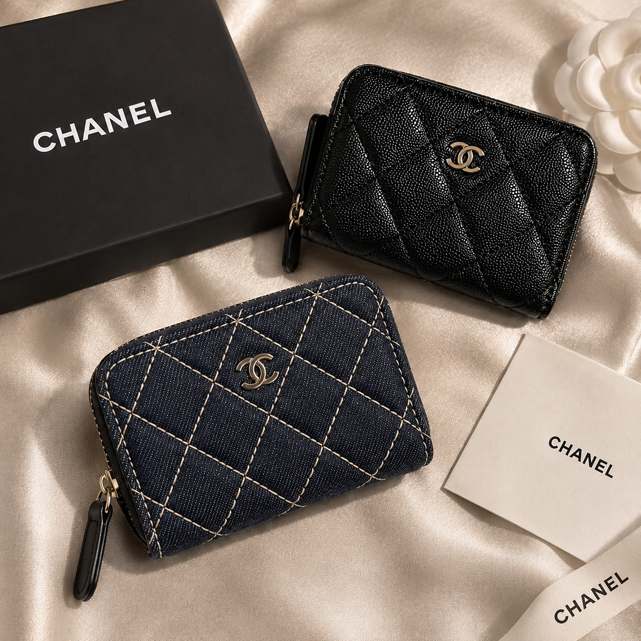 Chanel GWP Membership Exclusive Zip Wallet – Denim or Black Caviar Style