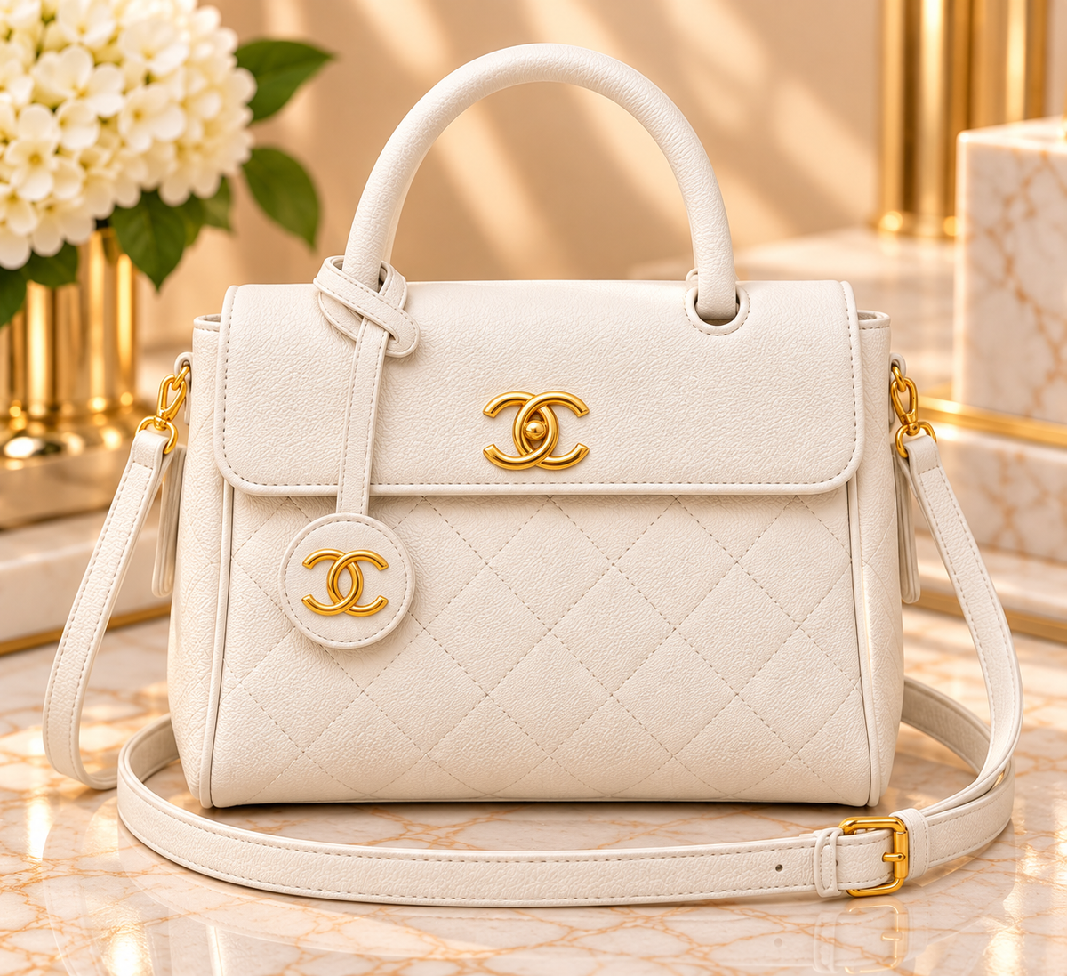 Quilted Top Handle Fashion Bag