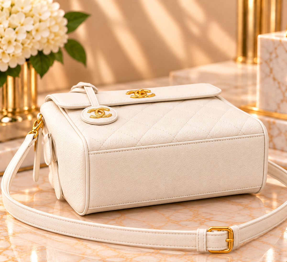 Quilted Top Handle Fashion Bag