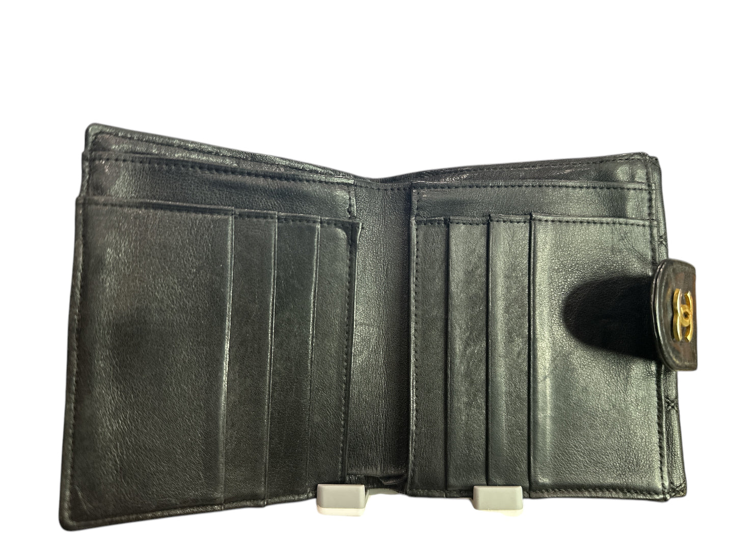 Chanel Black Leather compact wallet - Clairely Amazing