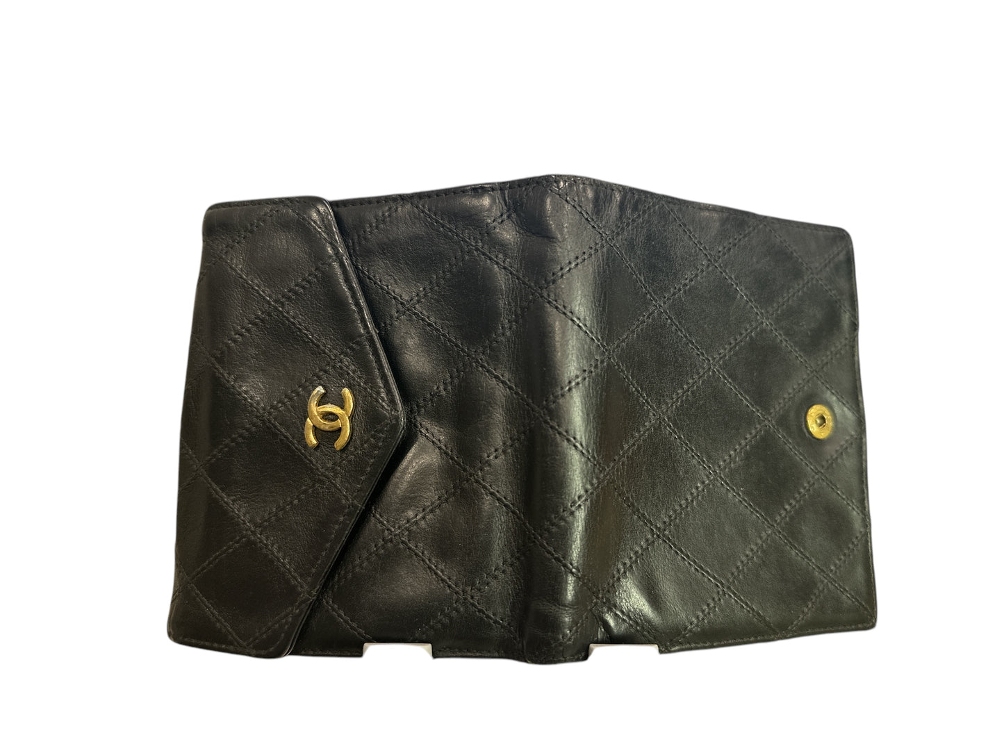 Chanel Black Leather compact wallet - Clairely Amazing