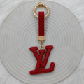 Crystal Monogram Fashion Keychain & Bag Charm – Black or Red
