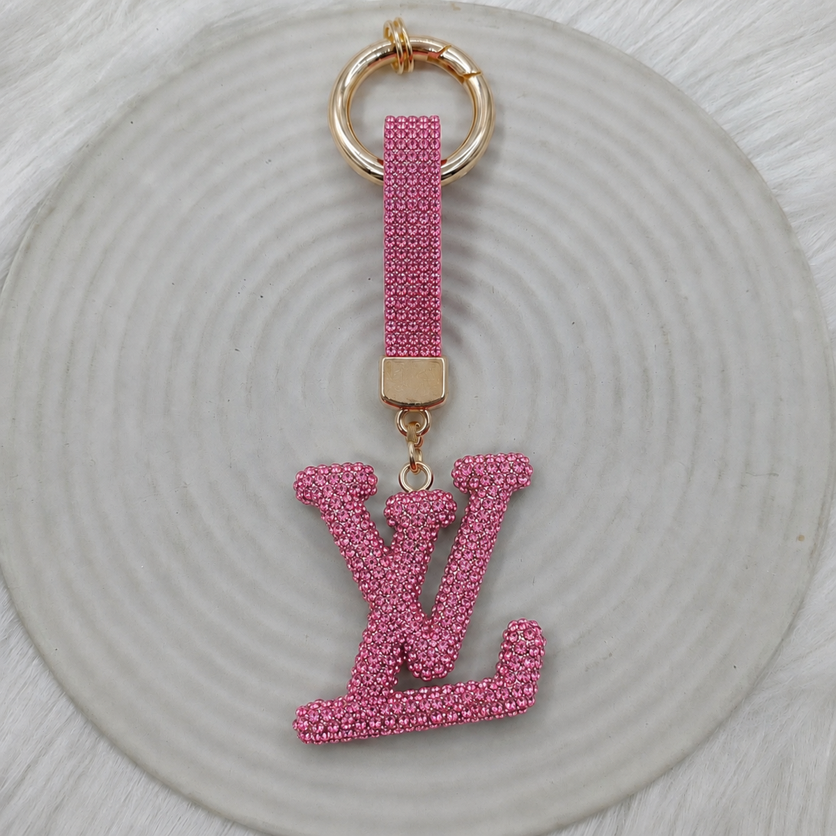 Crystal Monogram Fashion Keychain & Bag Charm – Black or Red