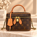 👑Fashion Monogram Vanity Crossbody Bag with Top Handle & Chain Strap