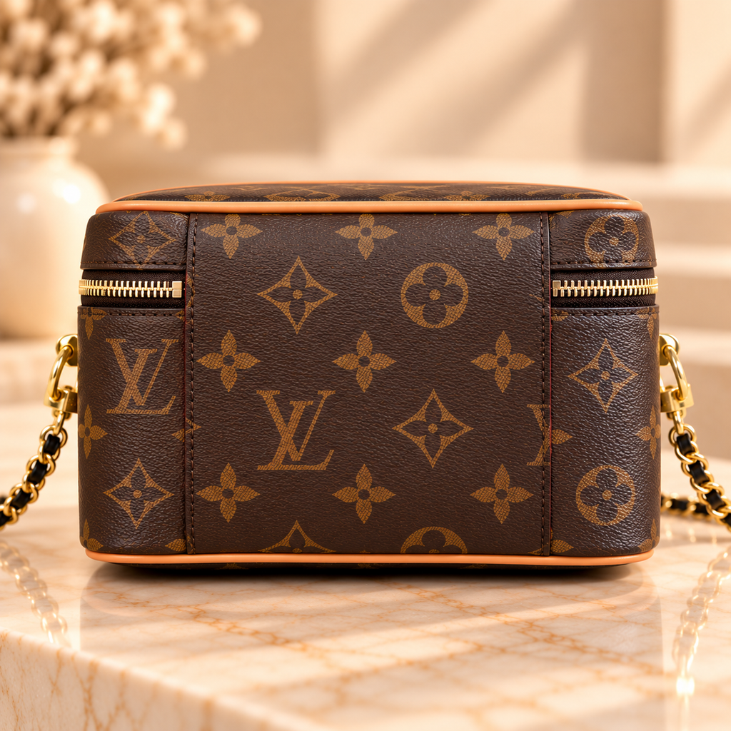 👑Fashion Monogram Vanity Crossbody Bag with Top Handle & Chain Strap