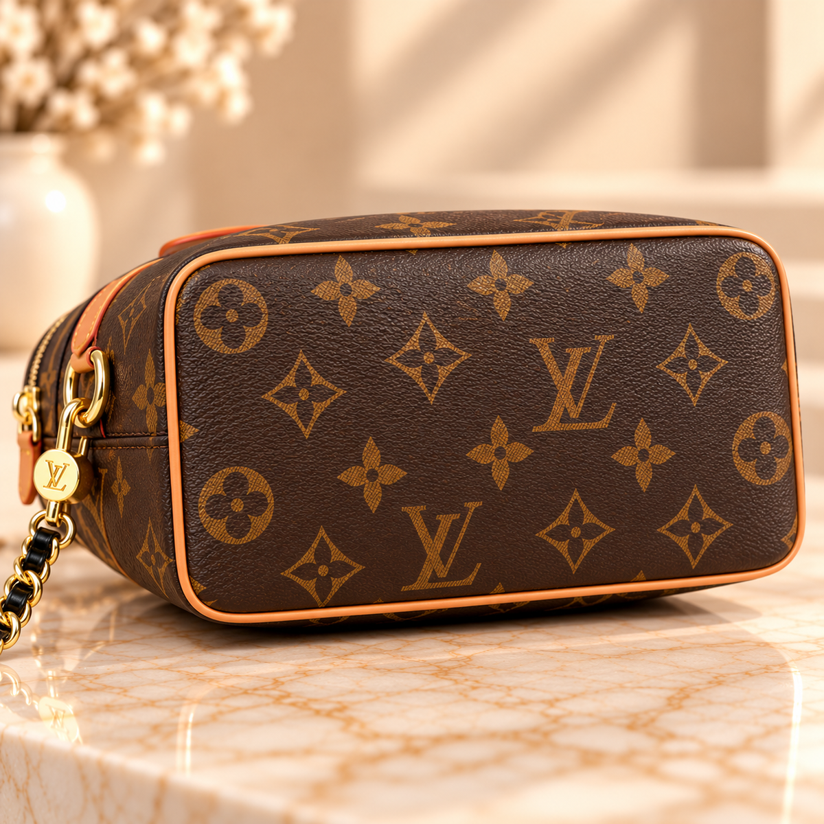 👑Fashion Monogram Vanity Crossbody Bag with Top Handle & Chain Strap