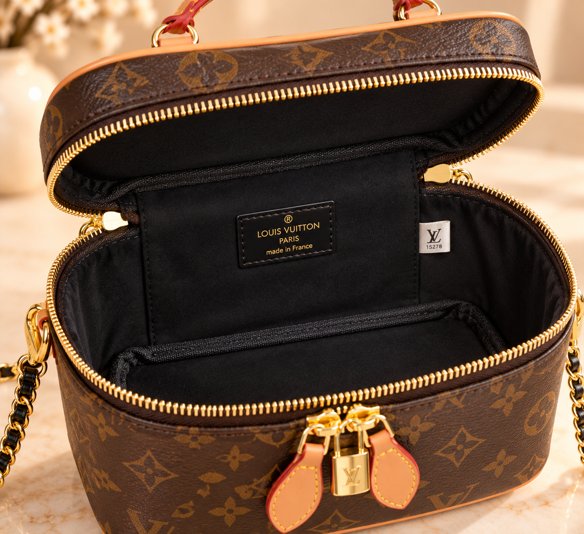 👑Fashion Monogram Vanity Crossbody Bag with Top Handle & Chain Strap