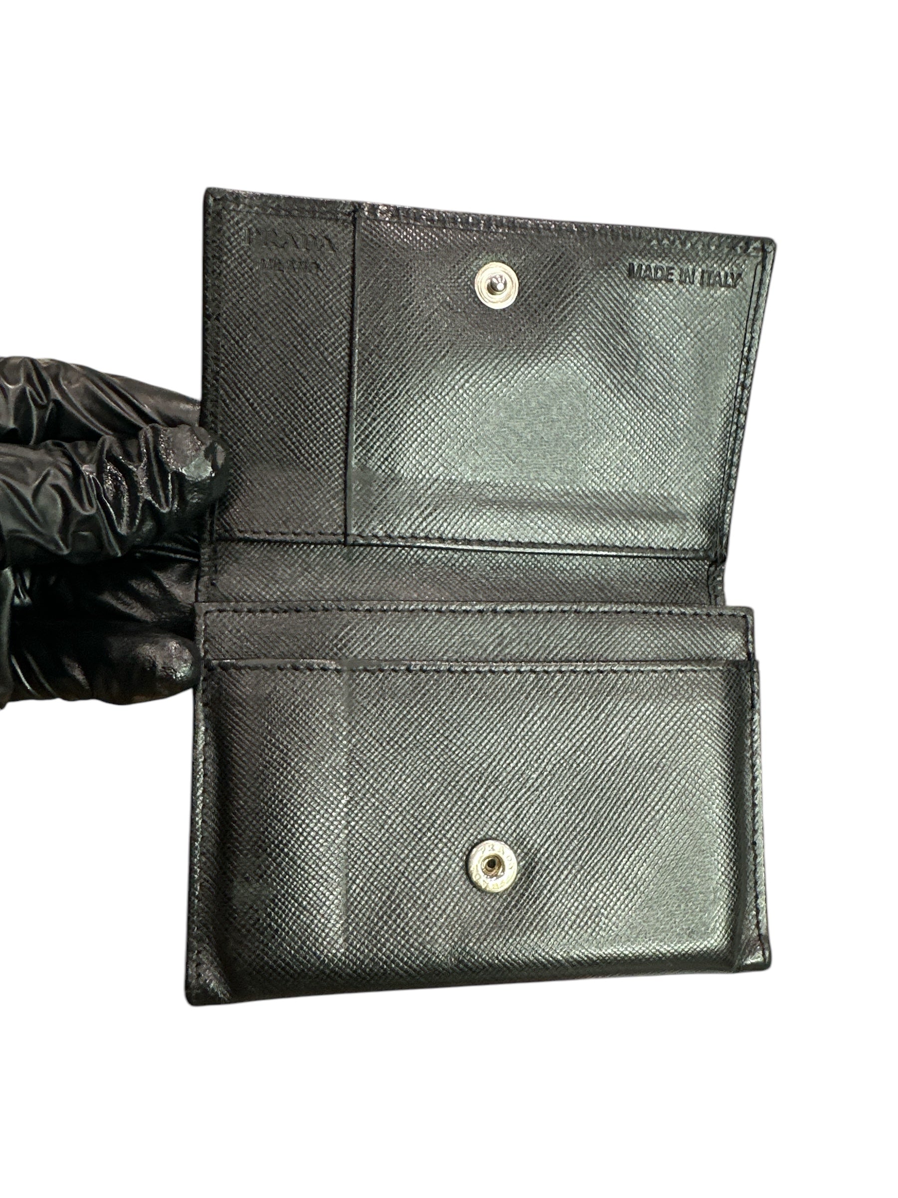 Prada Saffiano Leather Compact Wallet - Clairely Amazing