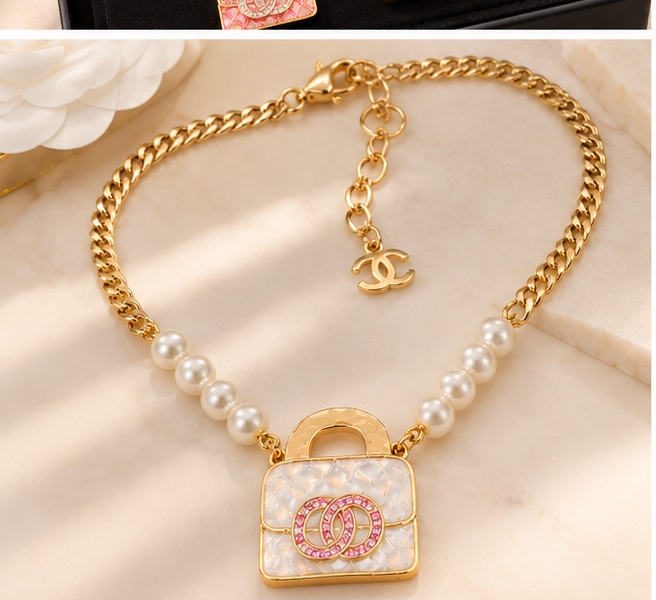 👑 Pearl & Handbag Charm Jewelry – Necklaces & Earrings | Pink & White
