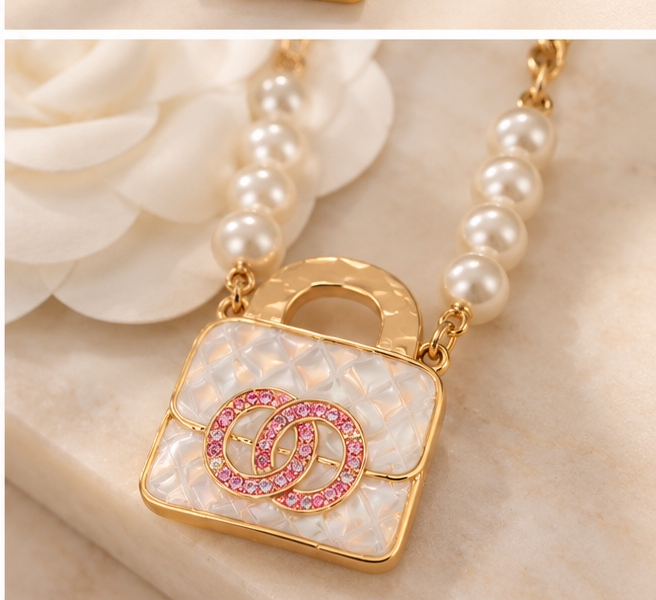 👑 Pearl & Handbag Charm Jewelry – Necklaces & Earrings | Pink & White
