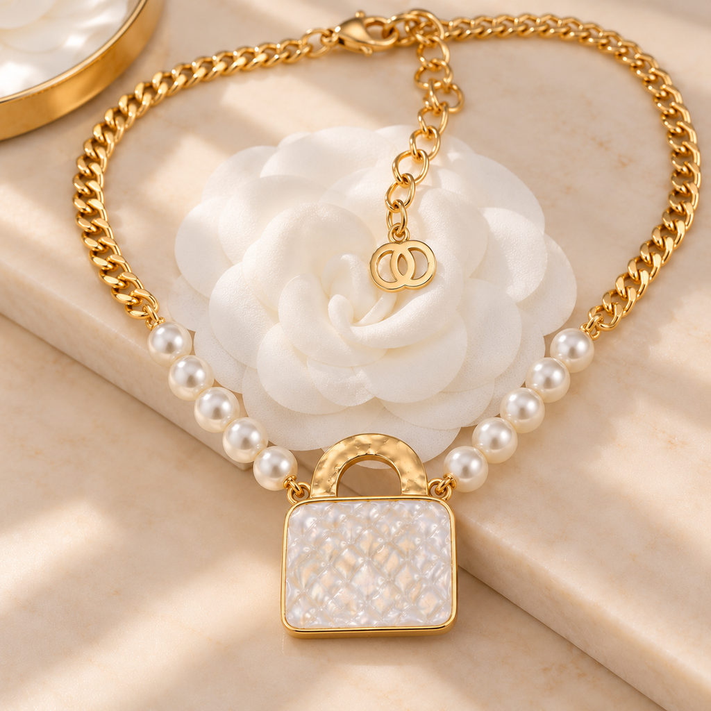 👑 Pearl & Handbag Charm Jewelry – Necklaces & Earrings | Pink & White