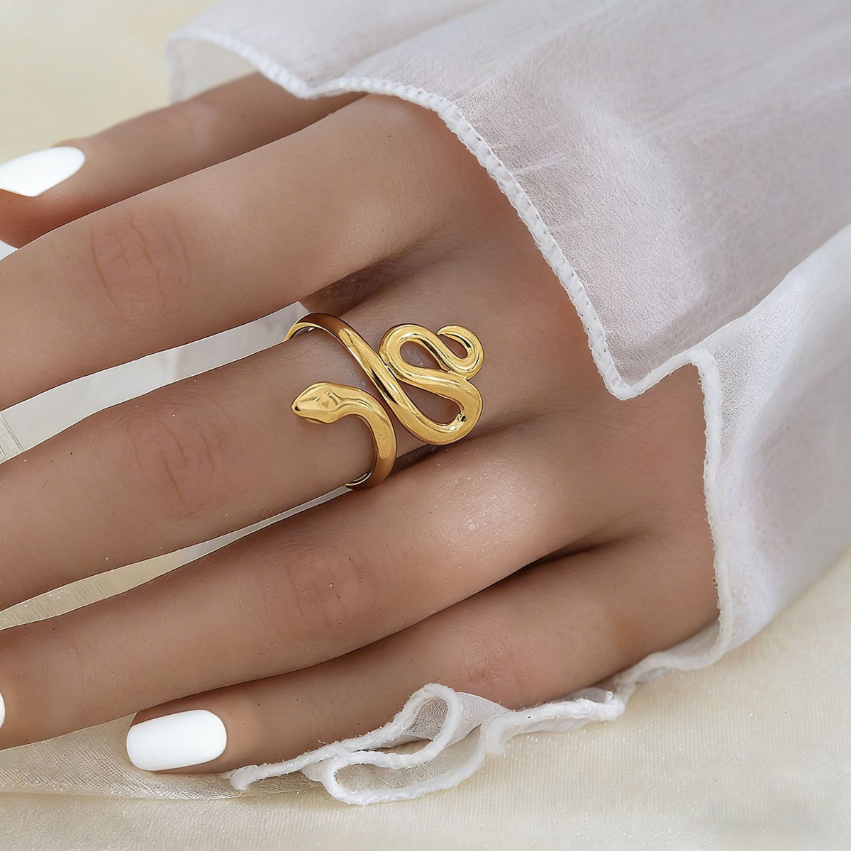 👑Adjustable Snake Wrap Ring – Stainless Steel | Gold & Silver