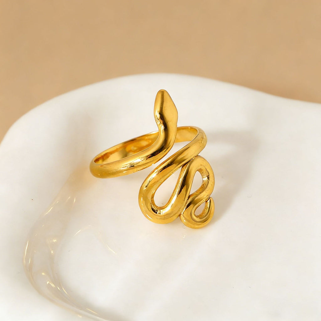 👑Adjustable Snake Wrap Ring – Stainless Steel | Gold & Silver