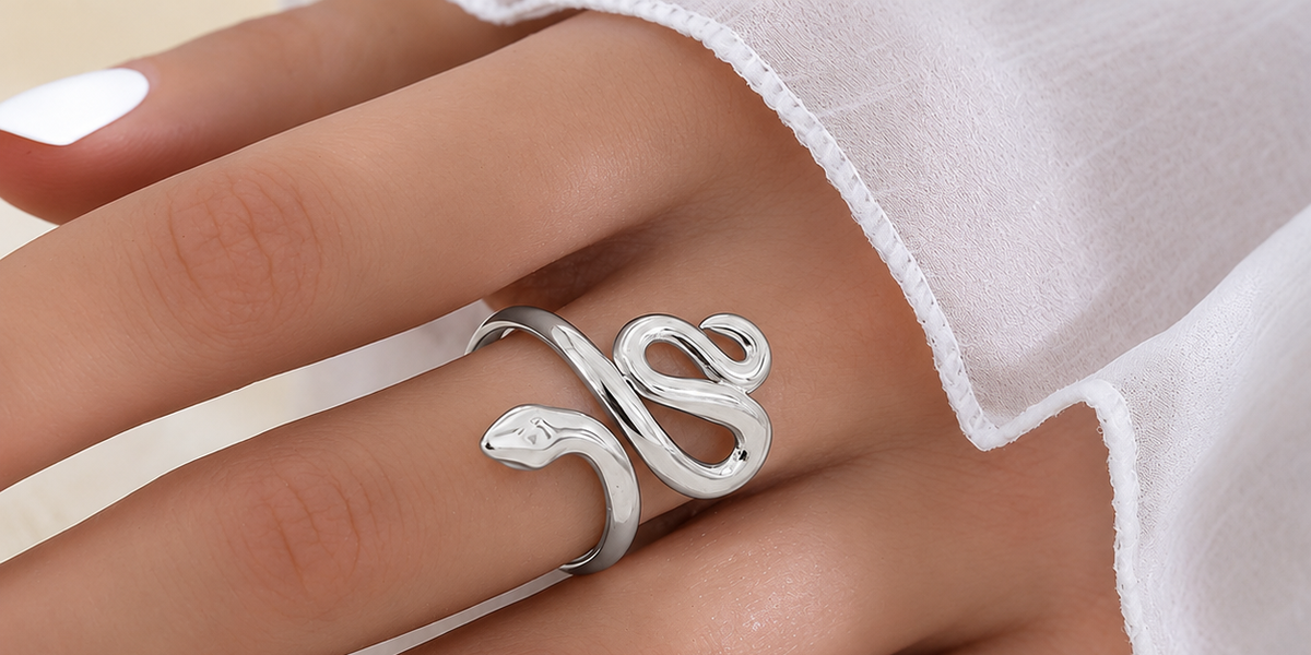 👑Adjustable Snake Wrap Ring – Stainless Steel | Gold & Silver