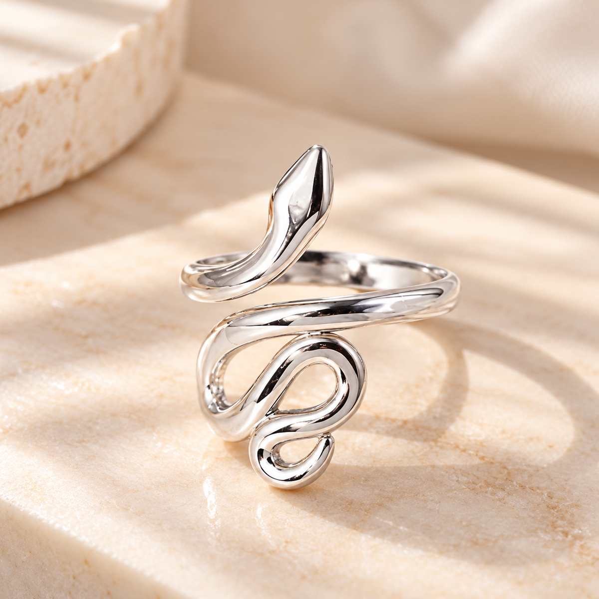 👑Adjustable Snake Wrap Ring – Stainless Steel | Gold & Silver